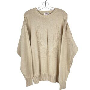 Sara International  vintage men’s sweater  XL beige cotton loose & comfy 46'ch